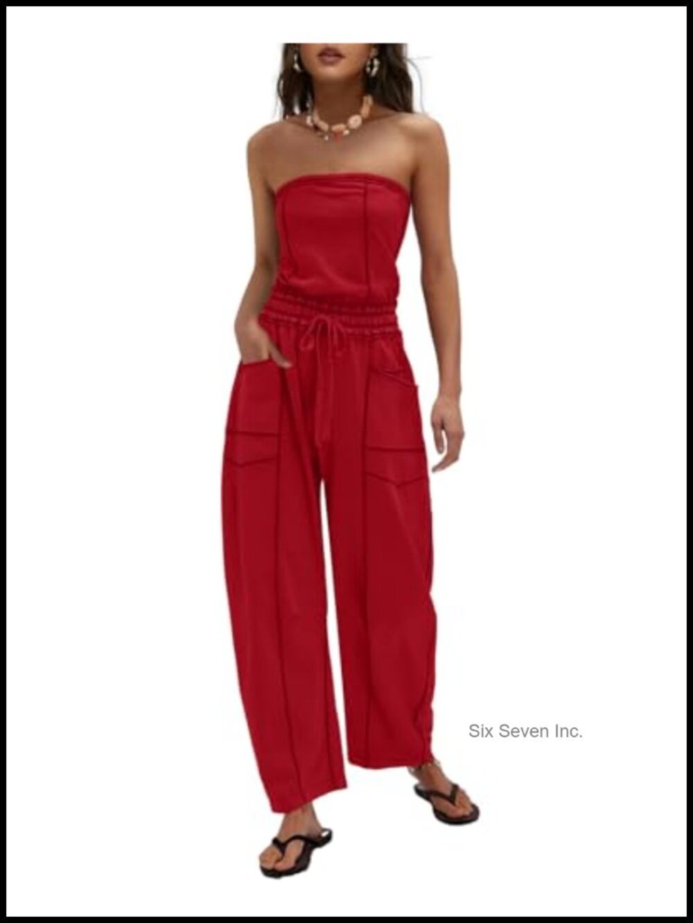 Strapless Jumpsuit Off Shoulder Sleeveless One Piece Romper Pockets